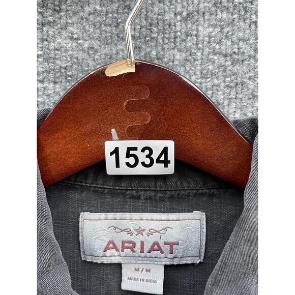 Ariat Jacket Womens Medium Charcoal Gray Western Denim Button Front 10028409 - Picture 5 of 8